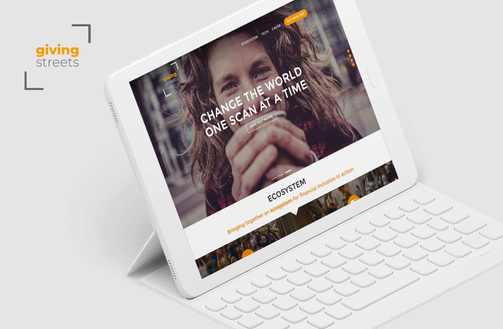 GivingStreets Startup – Brand Identity, Responsive Website and Mobile Application