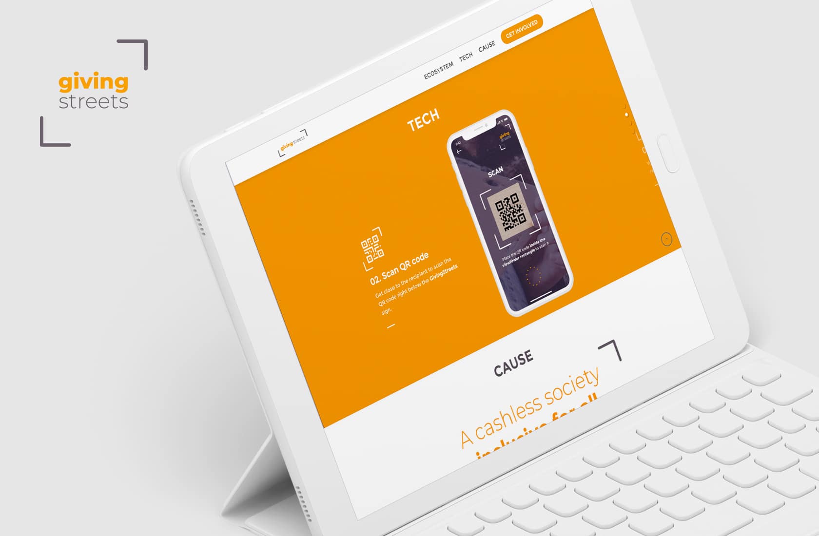 GivingStreets Startup – Brand Identity, Responsive Website and Mobile Application