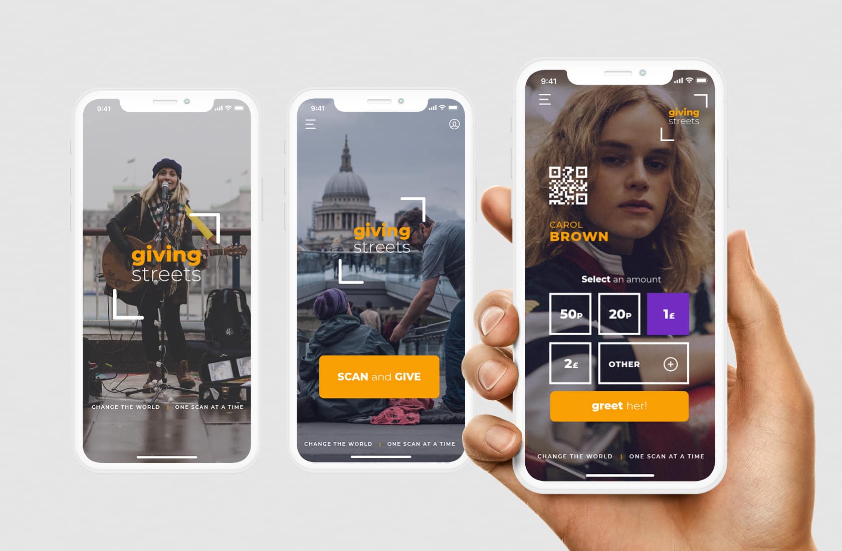 GivingStreets Startup – Brand Identity, Responsive Website and Mobile Application