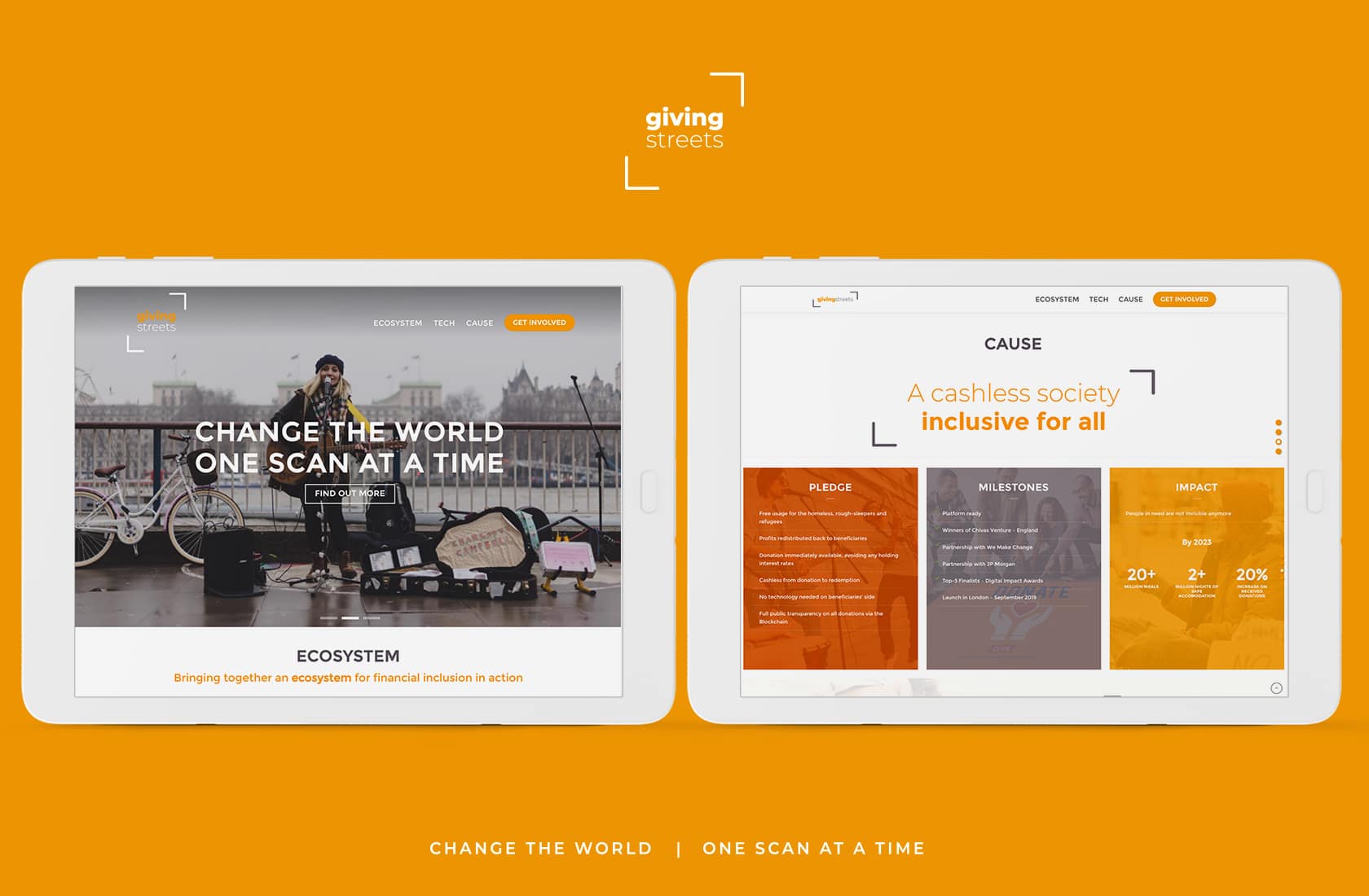 GivingStreets Startup – Brand Identity, Responsive Website and Mobile Application